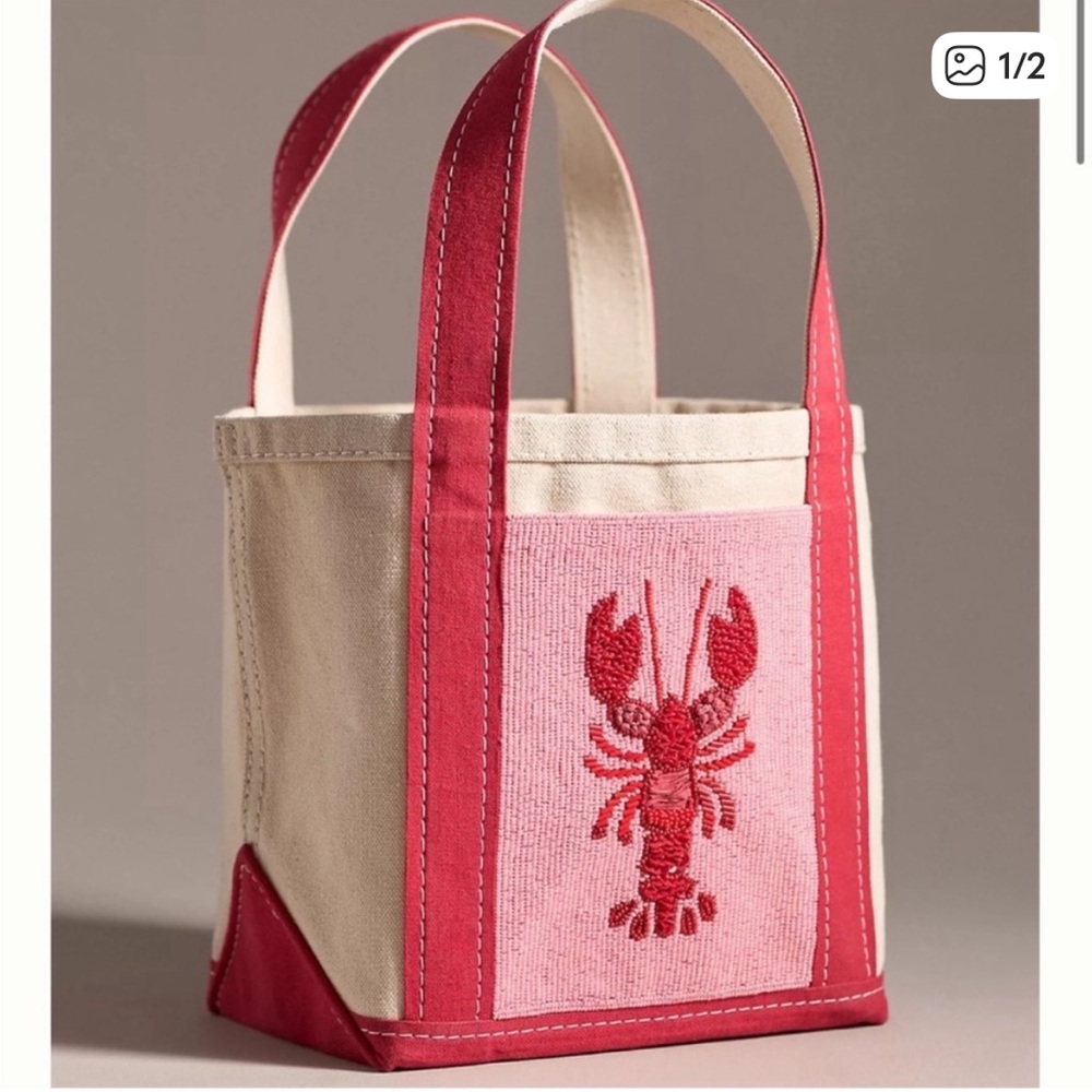 Anthropologie Celandine beaded lobster tote